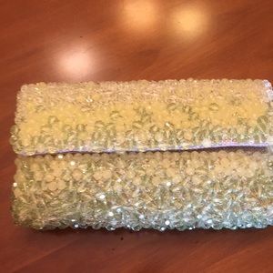 Banana Republic green beaded clutch NWT